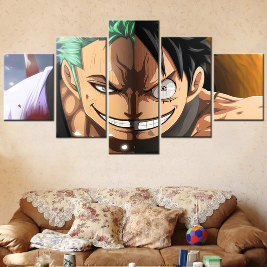 One Piece Canvas Wall Art - OP5112 - Monkey D. Luffy - Roronoa Zoro Three Sword Style