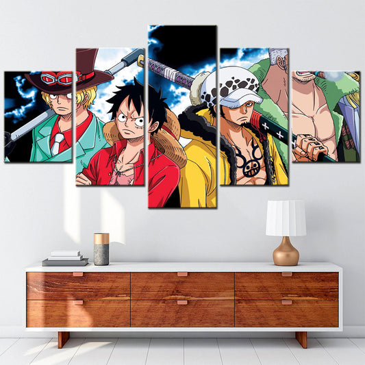 One Piece Canvas Wall Art - OP5133 - Monkey D. Luffy - Roronoa Zoro - Trafalgar Law - Sabo