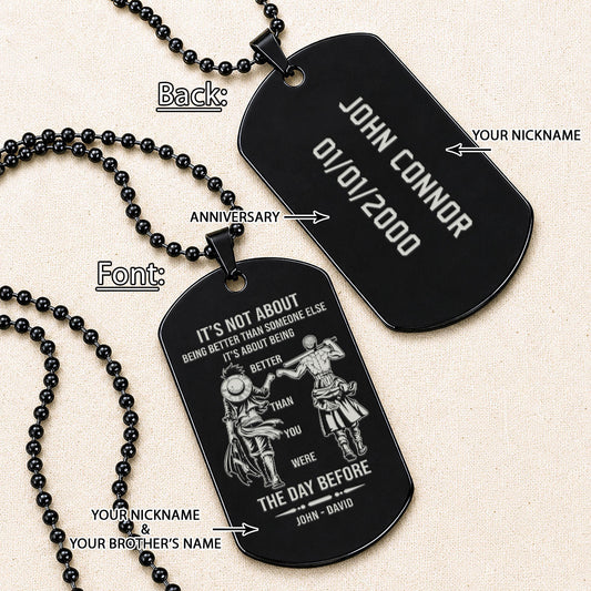 One Piece Engraved Dog Tag Necklace - OPD022 - Monkey D. Luffy - Roronoa Zoro - Better Than You Were The Day Before