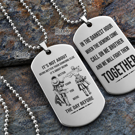 One Piece Engraved Dog Tag Necklace - Monkey D. Luffy - Roronoa Zoro - Better Than You Were The Day Before