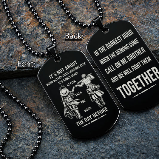 One Piece Engraved Dog Tag Necklace - OPD024 - Monkey D. Luffy - Roronoa Zoro - Better Than You Were The Day Before