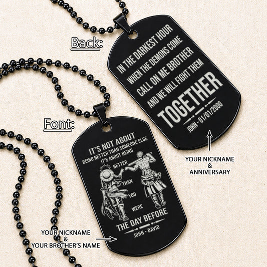 One Piece Engraved Dog Tag Necklace - OPD024 - Monkey D. Luffy - Roronoa Zoro - Better Than You Were The Day Before