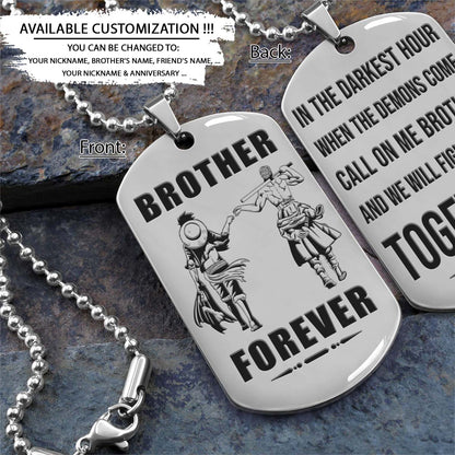One Piece Dog Tag - Brother Forever - Call On Me Brother - Monkey D. Luffy - Roronoa Zoro - One Piece Necklace - Engrave Dog Tag