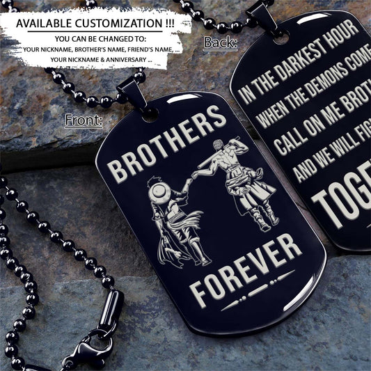 One Piece Dog Tag - Brothers Forever - Call On Me Brother - Monkey D. Luffy - Roronoa Zoro - One Piece Necklace - Engrave Dog Tag