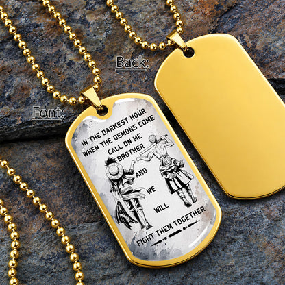 Personalized One Piece Luffy & Zoro Brother Dog Tag Necklace - Call On Me Brother - Stainless Steel Military Pendant Gift for Men - OPDL001