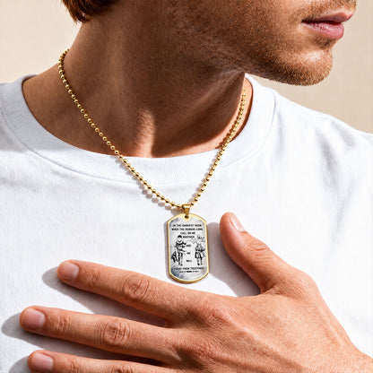 Personalized One Piece Luffy & Zoro Brother Dog Tag Necklace - Call On Me Brother - Stainless Steel Military Pendant Gift for Men - OPDL001