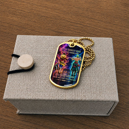 Personalized One Piece Luffy & Zoro Brother Dog Tag Necklace - Call On Me Brother - Stainless Steel Military Pendant Gift for Men - OPDL006
