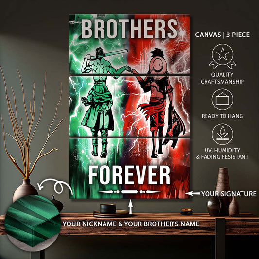 One Piece - 3 Piece Wall Art - OP003 - Brothers Forever - Monkey D. Luffy - Roronoa Zoro - One Piece Canvas