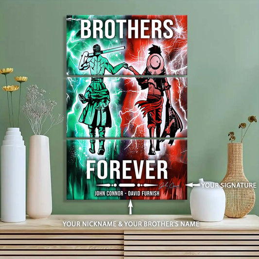 One Piece - 3 Piece Wall Art - OP003 - Brothers Forever - Monkey D. Luffy - Roronoa Zoro - One Piece Canvas