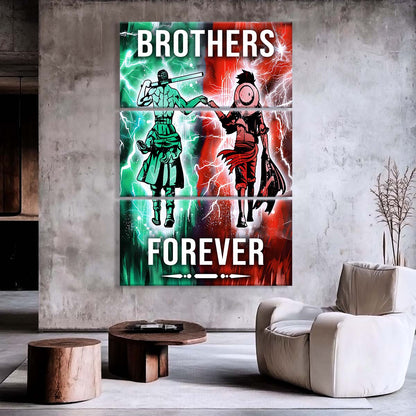 One Piece - 3 Piece Wall Art - OP003 - Brothers Forever - Monkey D. Luffy - Roronoa Zoro - One Piece Canvas