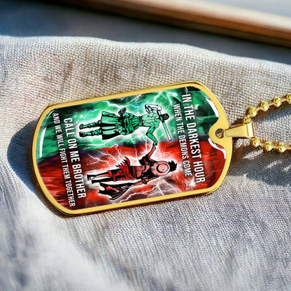 One Piece - OPDL002 - Call On me Brother - Monkey D. Luffy - Roronoa Zoro - One Piece Dog Tag - Military Ball Chain - Luxury Dog Tag