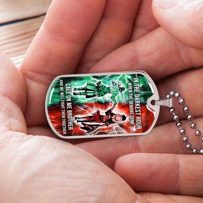 One Piece - OPDL002 - Call On me Brother - Monkey D. Luffy - Roronoa Zoro - One Piece Dog Tag - Military Ball Chain - Luxury Dog Tag