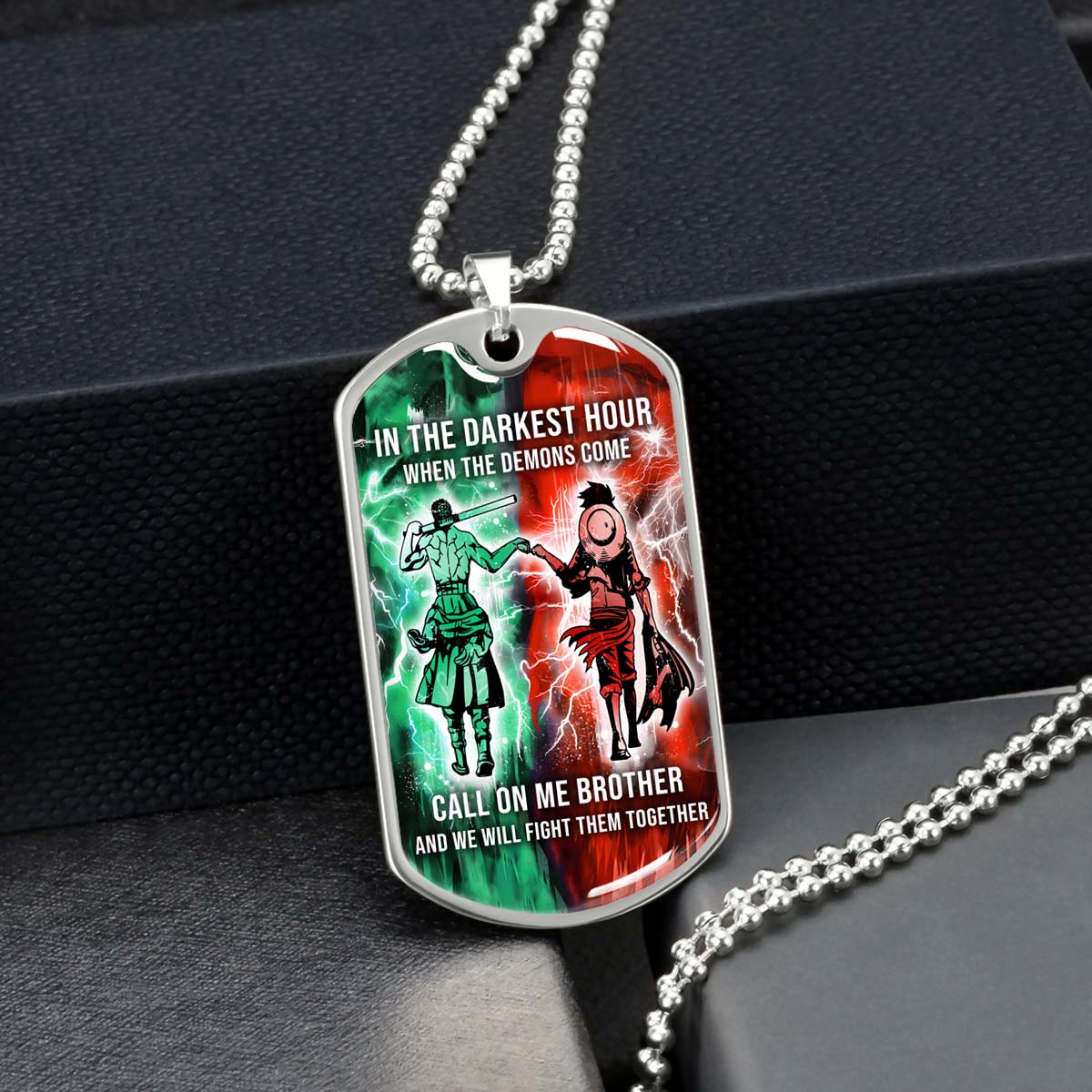 One Piece - OPDL002 - Call On me Brother - Monkey D. Luffy - Roronoa Zoro - One Piece Dog Tag - Military Ball Chain - Luxury Dog Tag
