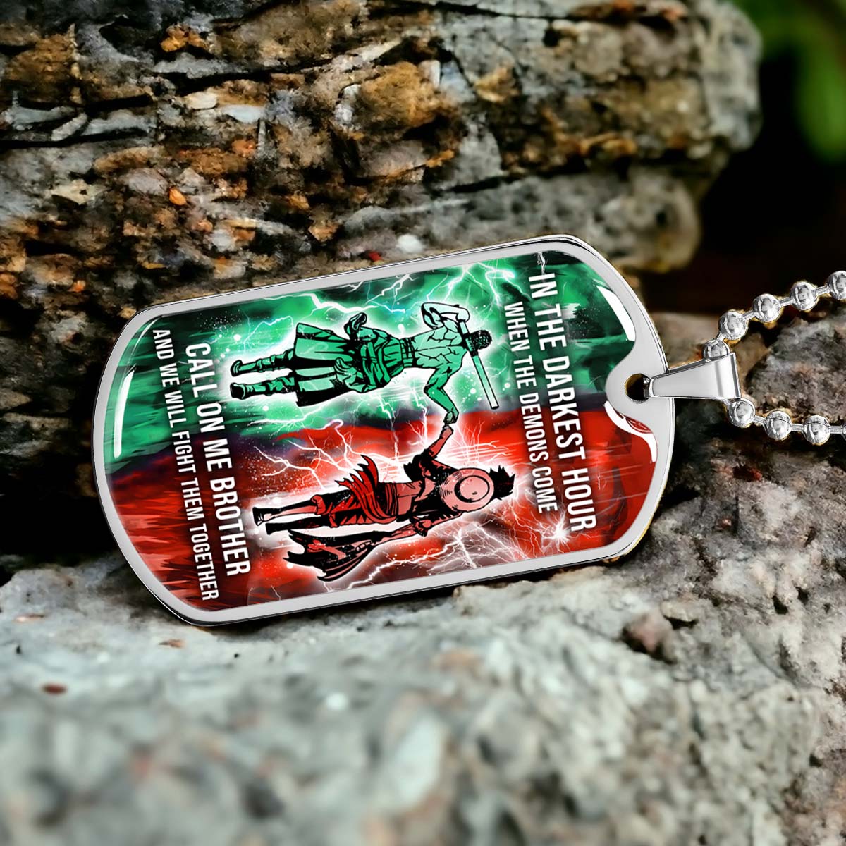 One Piece - OPDL002 - Call On me Brother - Monkey D. Luffy - Roronoa Zoro - One Piece Dog Tag - Military Ball Chain - Luxury Dog Tag