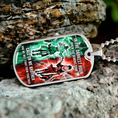 One Piece - OPDL002 - Call On me Brother - Monkey D. Luffy - Roronoa Zoro - One Piece Dog Tag - Military Ball Chain - Luxury Dog Tag