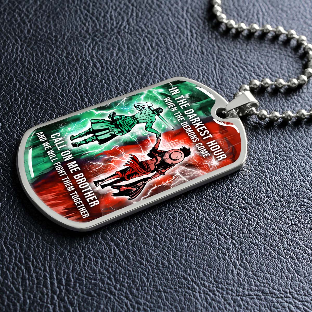 One Piece - OPDL002 - Call On me Brother - Monkey D. Luffy - Roronoa Zoro - One Piece Dog Tag - Military Ball Chain - Luxury Dog Tag