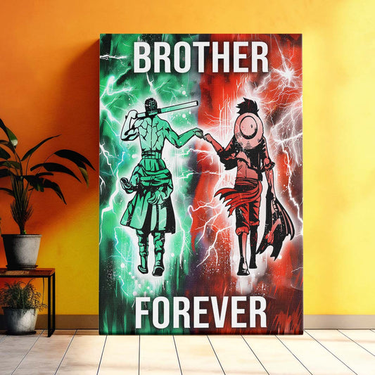 One Piece Wall Art - One Piece Poster - One Piece Canvas - Brother Forever - Monkey D. Luffy - Roronoa Zoro - OP002 - Vertical Poster - Vertical Canvas