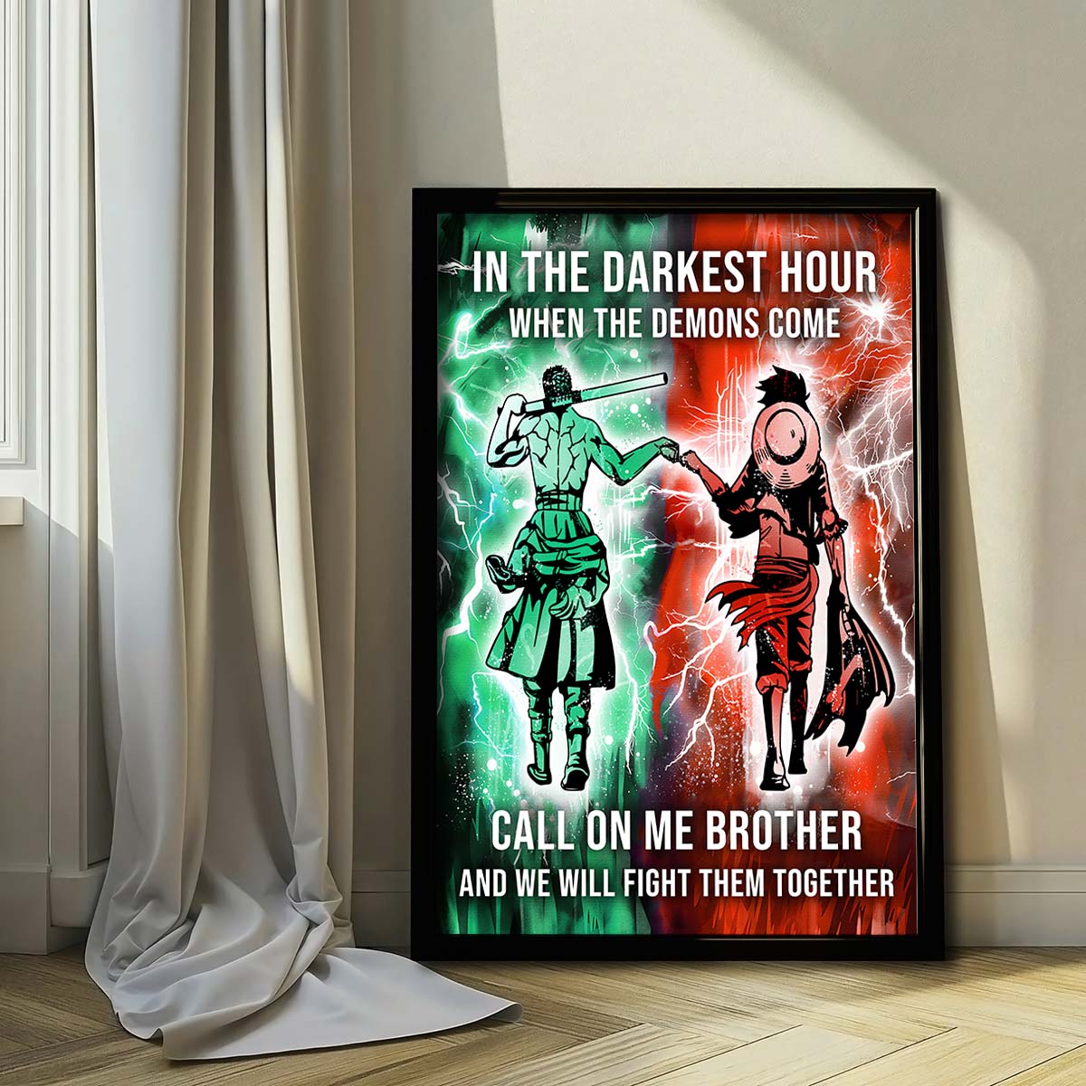 One Piece Wall Art - One Piece Poster - One Piece Canvas - In The Darkest Hour - Call On me Brother - Monkey D. Luffy - Roronoa Zoro - OP001 - Vertical Poster - Vertical Canvas