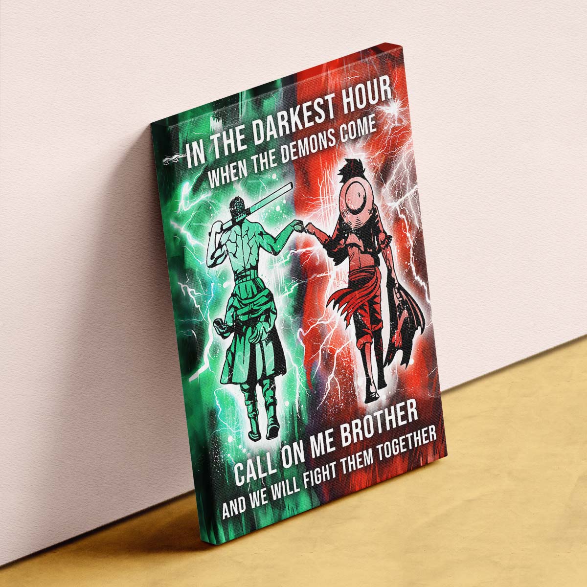 One Piece Wall Art - One Piece Poster - One Piece Canvas - In The Darkest Hour - Call On me Brother - Monkey D. Luffy - Roronoa Zoro - OP001 - Vertical Poster - Vertical Canvas