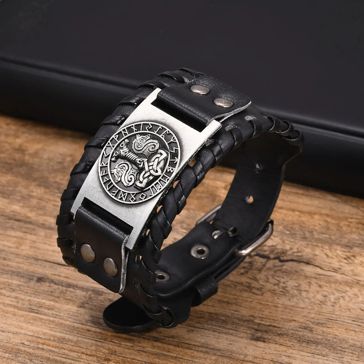 Viking - Rock Norse Viking Bracelets for Men,Thor's Hammer Dragon Compass Charm Leather Rope Wristband