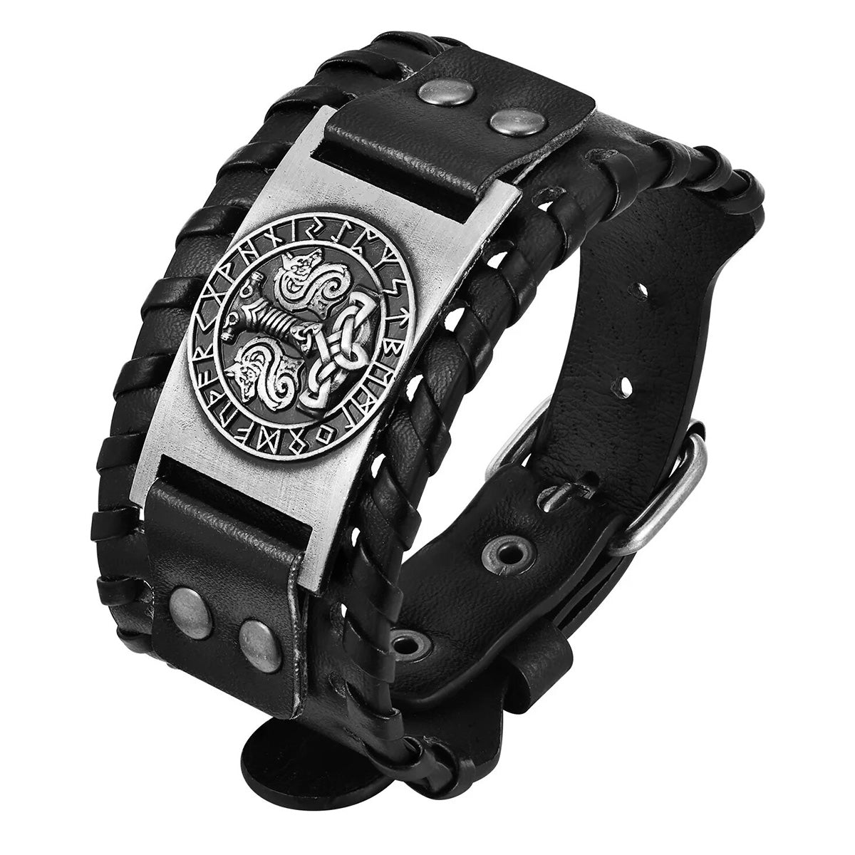 Viking - Rock Norse Viking Bracelets for Men,Thor's Hammer Dragon Compass Charm Leather Rope Wristband