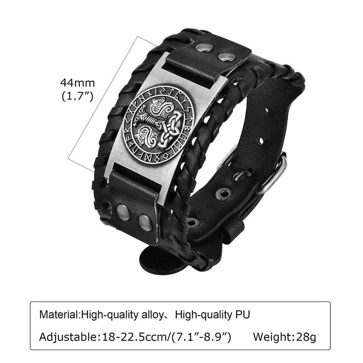 Viking - Rock Norse Viking Bracelets for Men,Thor's Hammer Dragon Compass Charm Leather Rope Wristband
