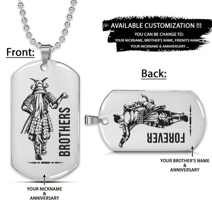 Samurai Dog Tag - Brothers Forever - Bushido - Katana - Ronin - Miyamoto Musashi - Samurai Necklace - Engrave Dog Tag