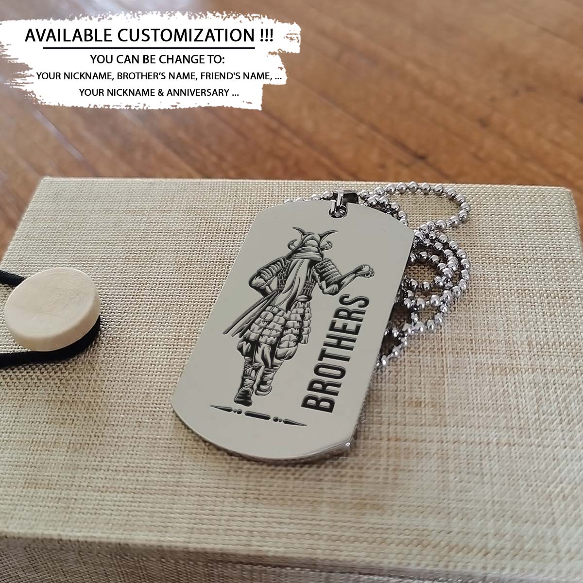 samurai dog tag - brothers forever - bushido - katana - ronin - miyamoto musashi - samurai necklace - engrave dog tag