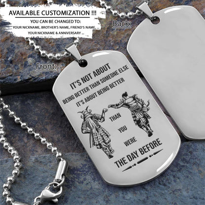 Samurai Dog Tag - It's About Being Better Than You Were The Day Before - Bushido - Katana - Ronin - Miyamoto Musashi - Samurai Necklace - Engrave Dog Tag
