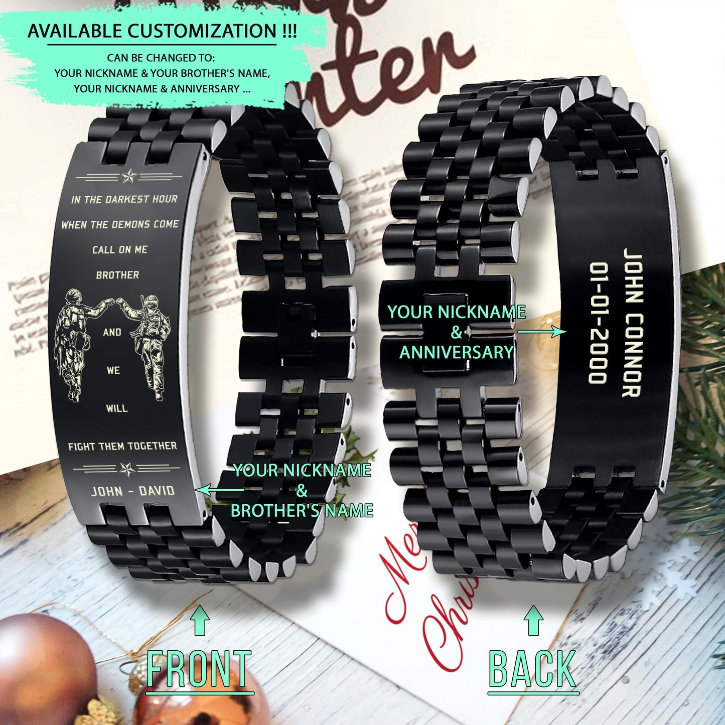 SDB004 - Call On Me Brother - English - Soldier - Army - Black Engrave Bracelet