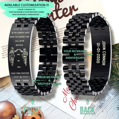SDB004 - Call On Me Brother - English - Soldier - Army - Black Engrave Bracelet