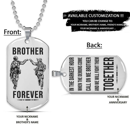 Soldier Dog Tag - Brother Forever - Call On Me Brother - Army - Navy - Marines - Air Force - Soldier Necklace - Engrave Dog Tag