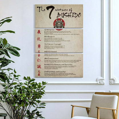 Samurai - 3 Piece Wall Art - SA036 - The Seven Virtues Of Bushido - Samurai Canvas