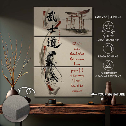 Samurai - 3 Piece Wall Art - SA071 - Don't Ever Think That The Reason - Samurai Canvas