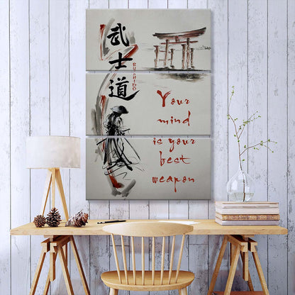 Samurai - 3 Piece Wall Art - SA076 - Your Mind Is Your Best Weapon - Samurai Canvas