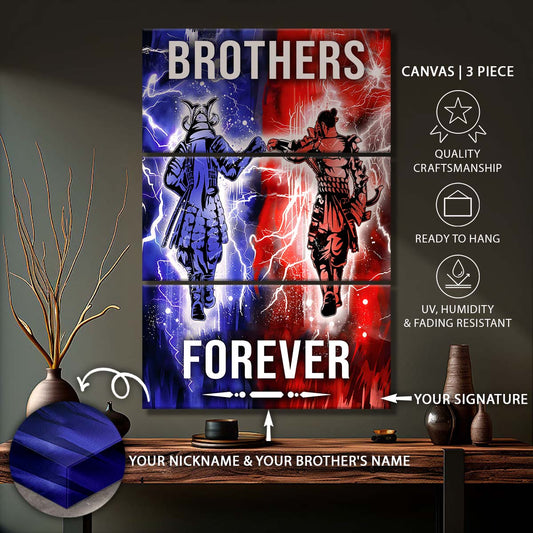 Samurai - 3 Piece Wall Art - SA101 - Brothers Forever - Bushido - Katana - Ronin - Miyamoto Musashi - Samurai Canvas