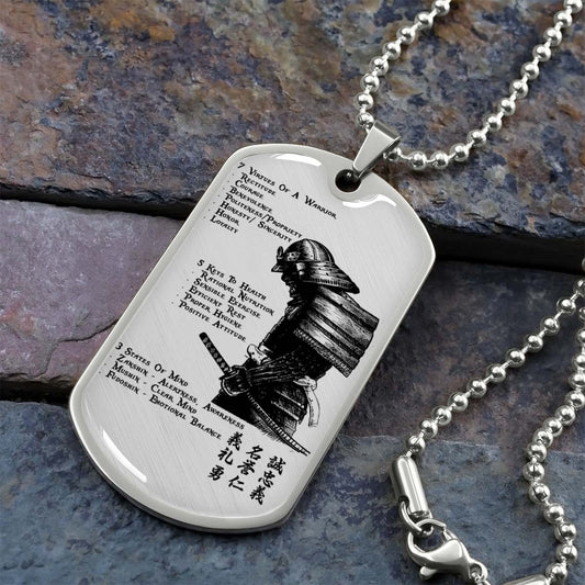 Samurai - SADL001 - 7 5 3 CODE - Bushido - Katana - Ronin - Miyamoto Musashi - Samurai Dog Tag - Military Ball Chain - Luxury Dog Tag