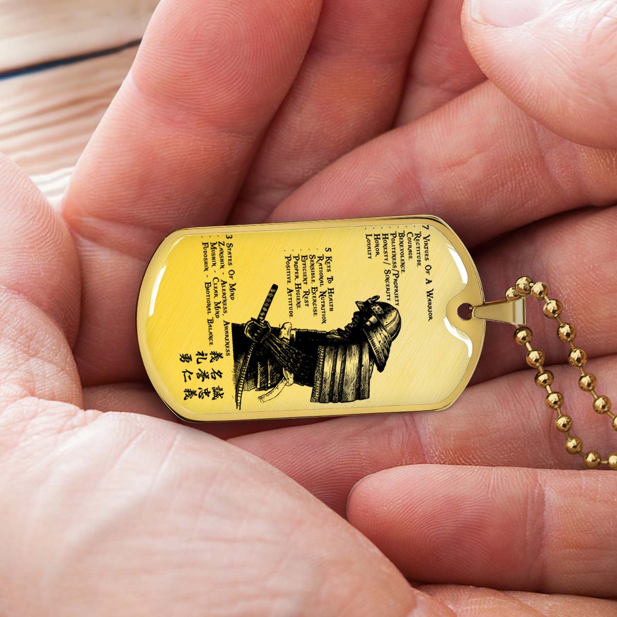Samurai - SADL001 - 7 5 3 CODE - Bushido - Katana - Ronin - Miyamoto Musashi - Samurai Dog Tag - Military Ball Chain - Luxury Dog Tag