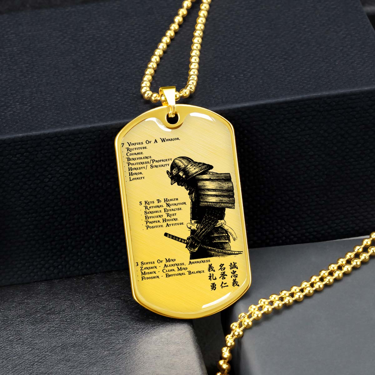 Samurai - SADL001 - 7 5 3 CODE - Bushido - Katana - Ronin - Miyamoto Musashi - Samurai Dog Tag - Military Ball Chain - Luxury Dog Tag