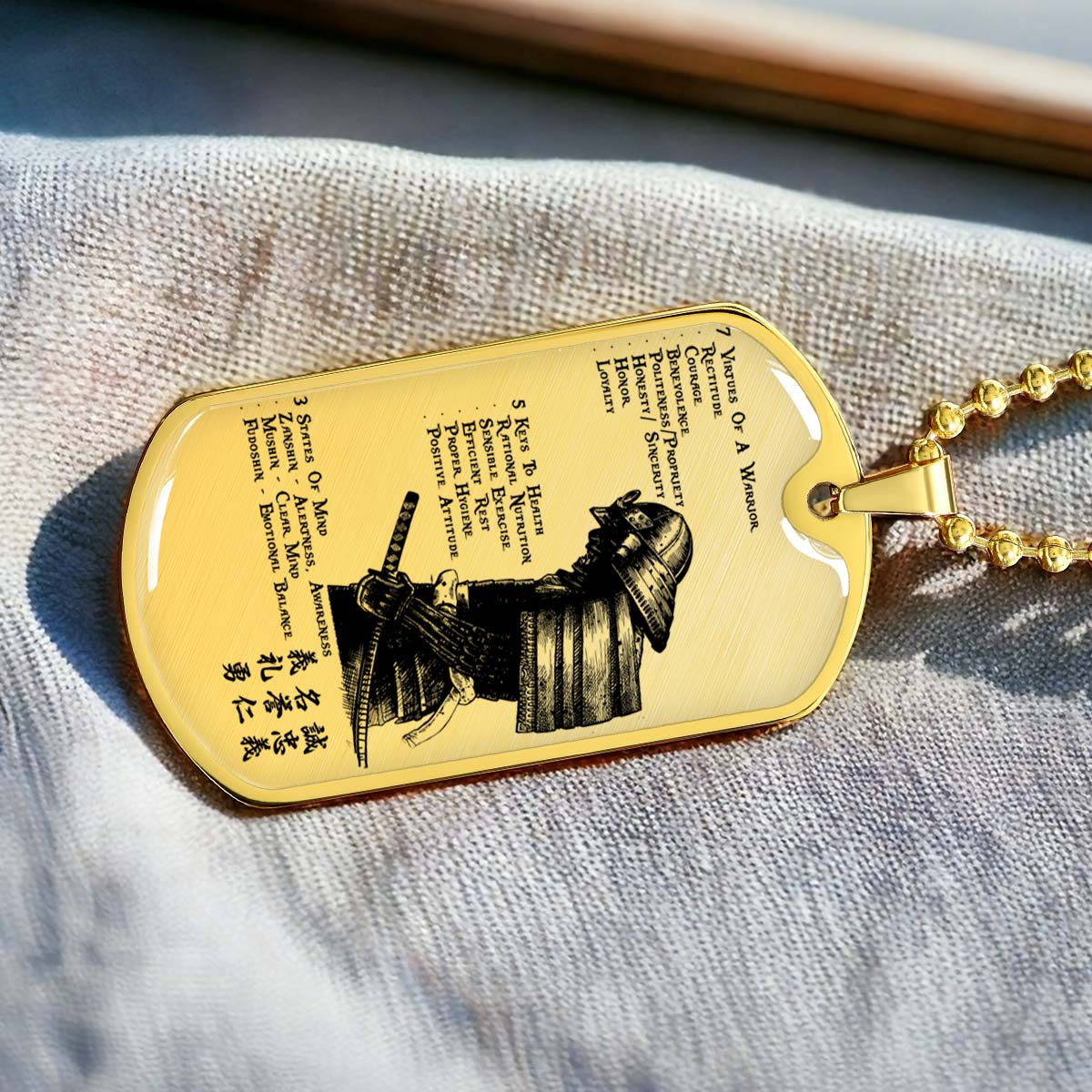 Samurai - SADL001 - 7 5 3 CODE - Bushido - Katana - Ronin - Miyamoto Musashi - Samurai Dog Tag - Military Ball Chain - Luxury Dog Tag