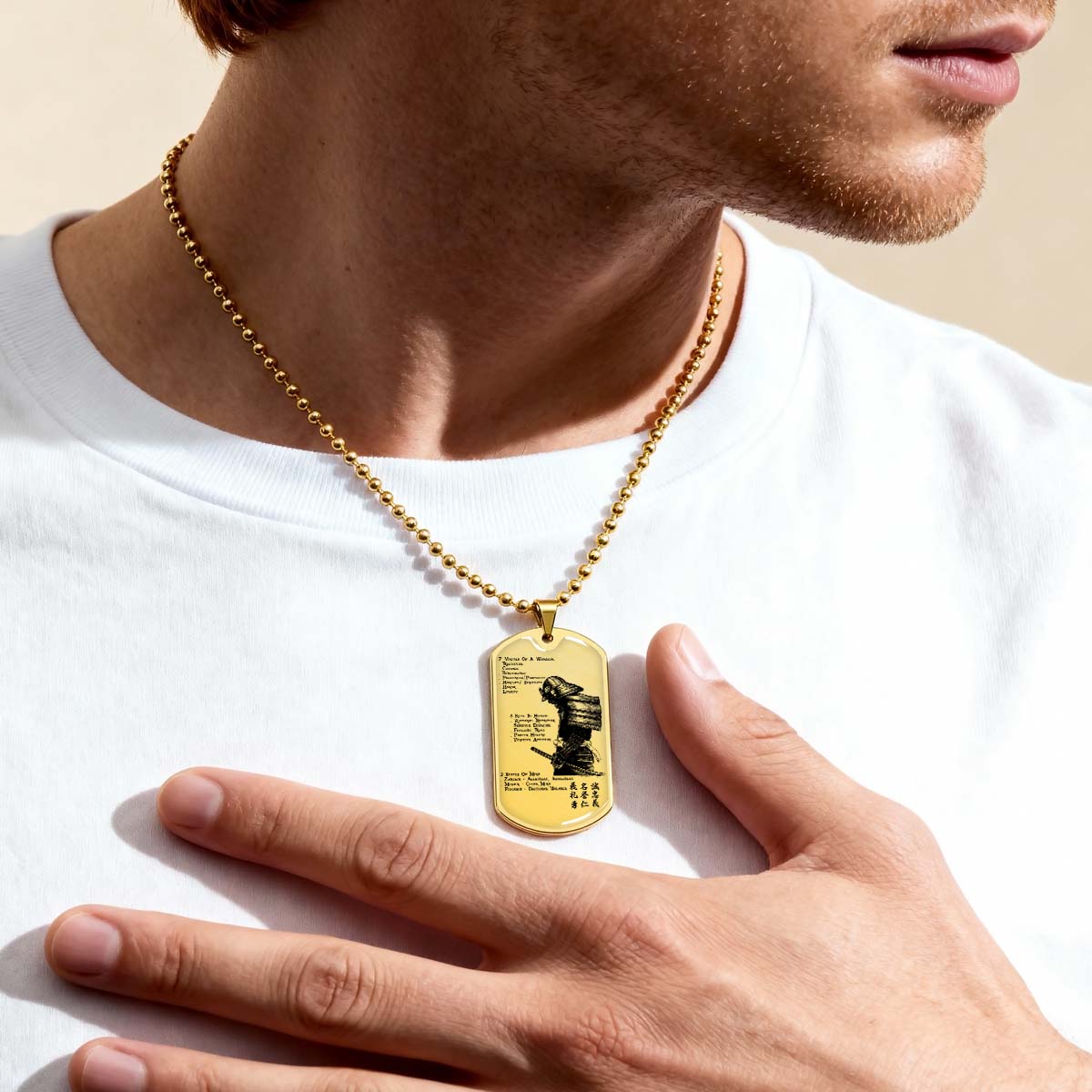 Samurai - SADL001 - 7 5 3 CODE - Bushido - Katana - Ronin - Miyamoto Musashi - Samurai Dog Tag - Military Ball Chain - Luxury Dog Tag