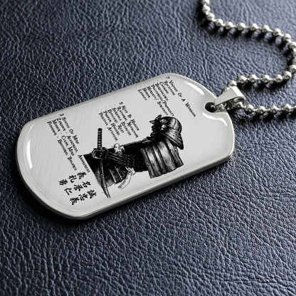Samurai - SADL001 - 7 5 3 CODE - Bushido - Katana - Ronin - Miyamoto Musashi - Samurai Dog Tag - Military Ball Chain - Luxury Dog Tag