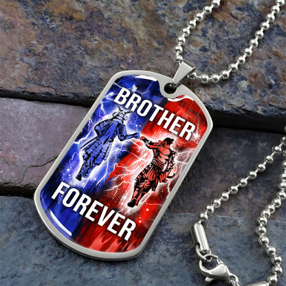 Samurai - SADL002 - Brother Forever - Bushido - Katana - Ronin - Miyamoto Musashi - Samurai Dog Tag - Military Ball Chain - Luxury Dog Tag