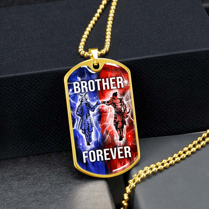 Samurai - SADL002 - Brother Forever - Bushido - Katana - Ronin - Miyamoto Musashi - Samurai Dog Tag - Military Ball Chain - Luxury Dog Tag
