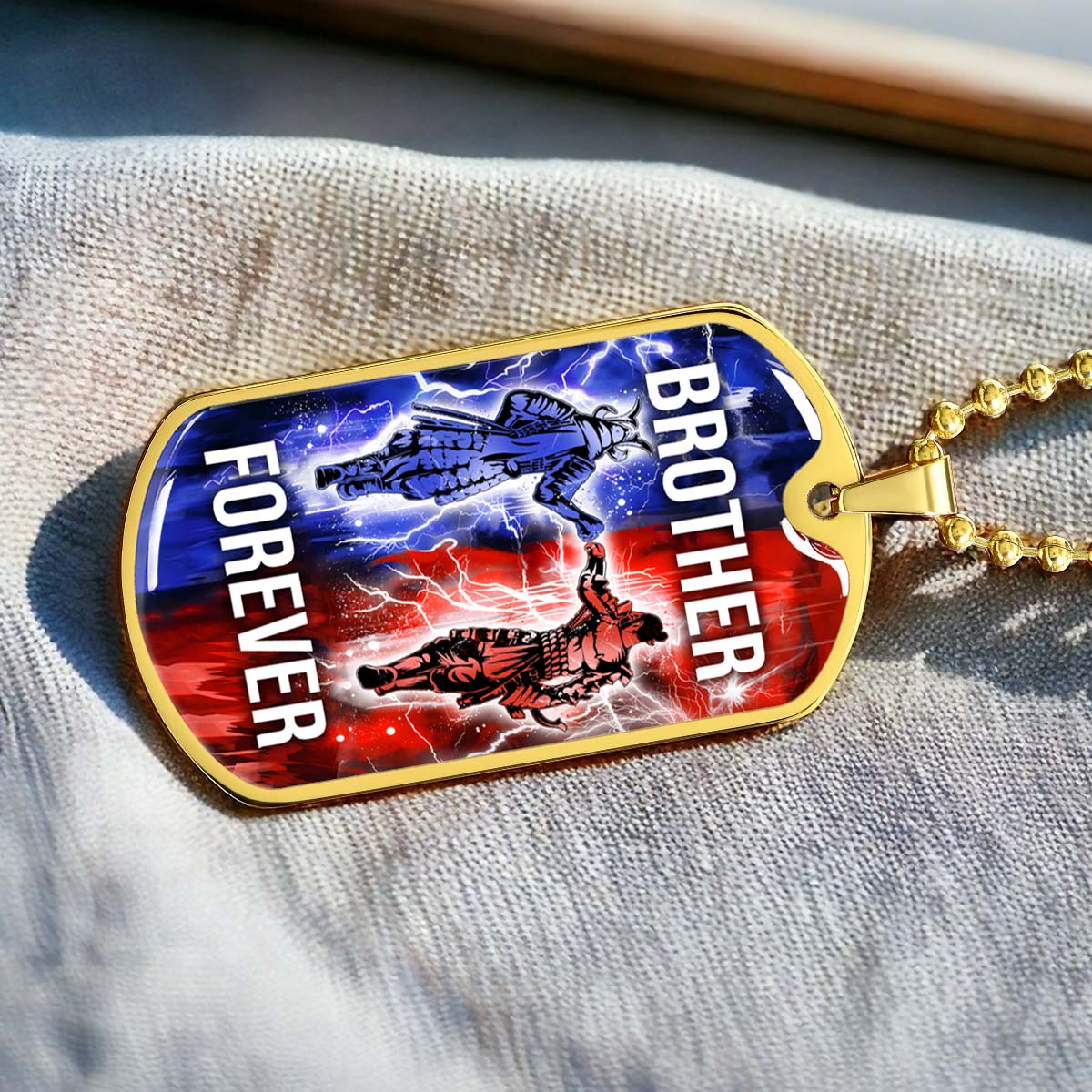 Samurai - SADL002 - Brother Forever - Bushido - Katana - Ronin - Miyamoto Musashi - Samurai Dog Tag - Military Ball Chain - Luxury Dog Tag