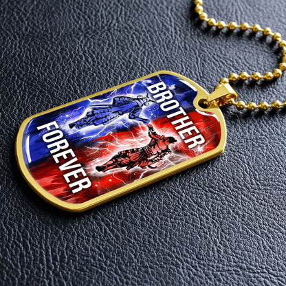 Samurai - SADL002 - Brother Forever - Bushido - Katana - Ronin - Miyamoto Musashi - Samurai Dog Tag - Military Ball Chain - Luxury Dog Tag