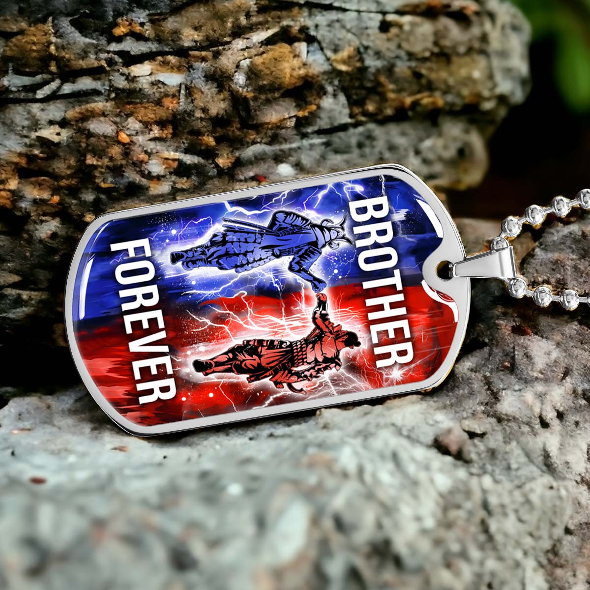 Samurai - SADL002 - Brother Forever - Bushido - Katana - Ronin - Miyamoto Musashi - Samurai Dog Tag - Military Ball Chain - Luxury Dog Tag