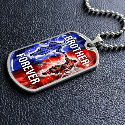 Samurai - SADL002 - Brother Forever - Bushido - Katana - Ronin - Miyamoto Musashi - Samurai Dog Tag - Military Ball Chain - Luxury Dog Tag