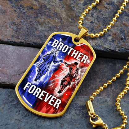 Samurai - SADL002 - Brother Forever - Bushido - Katana - Ronin - Miyamoto Musashi - Samurai Dog Tag - Military Ball Chain - Luxury Dog Tag