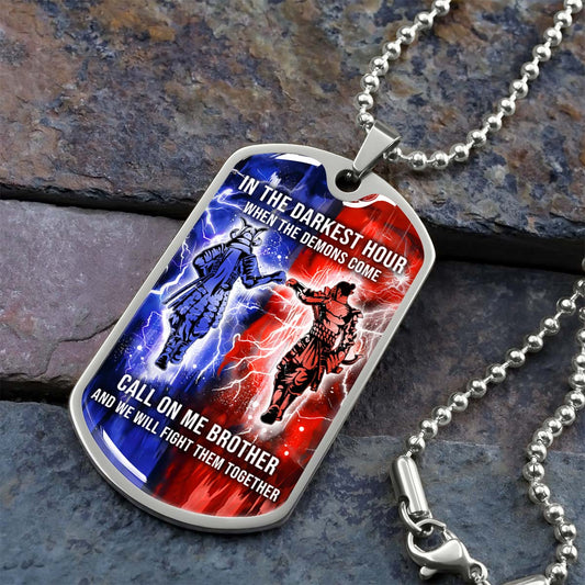 Samurai - SADL005 - Call On me Brother - Bushido - Katana - Ronin - Miyamoto Musashi - Samurai Dog Tag - Military Ball Chain - Luxury Dog Tag